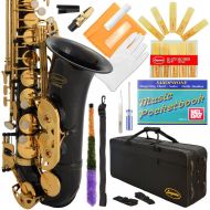 Lazarro Professional Royal Blue-Gold Keys Eb E Flat Alto Saxophone Sax with 11 Reeds, Case & Many Extras - 360-BU