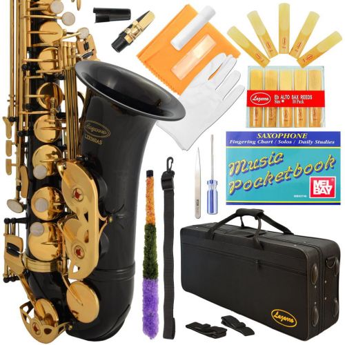  Lazarro Professional Royal Blue-Gold Keys Eb E Flat Alto Saxophone Sax with 11 Reeds, Case & Many Extras - 360-BU