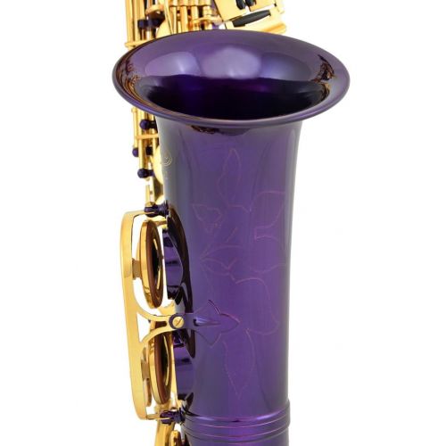  Lazarro Professional Purple-Gold Keys Eb E Flat Alto Saxophone Sax with 11 Reeds, Case & Many Extras - 360-PR