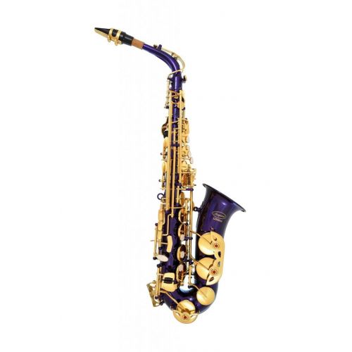  Lazarro Professional Purple-Gold Keys Eb E Flat Alto Saxophone Sax with 11 Reeds, Case & Many Extras - 360-PR