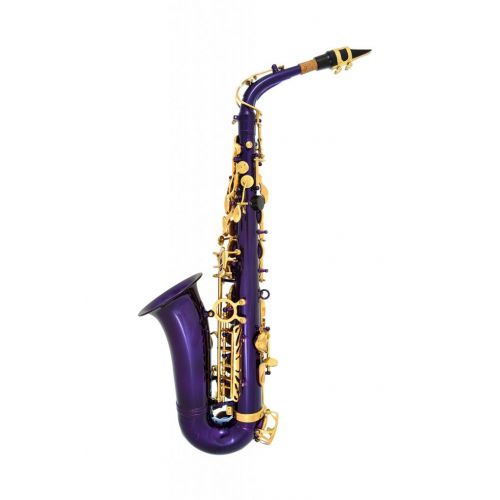  Lazarro Professional Purple-Gold Keys Eb E Flat Alto Saxophone Sax with 11 Reeds, Case & Many Extras - 360-PR