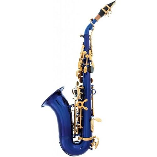  Royal Blue-Gold Keys Bb B-Flat Curved Soprano Saxophone Sax Lazarro+11 Reeds,Care Kit~24 COLORS Available-320-BU