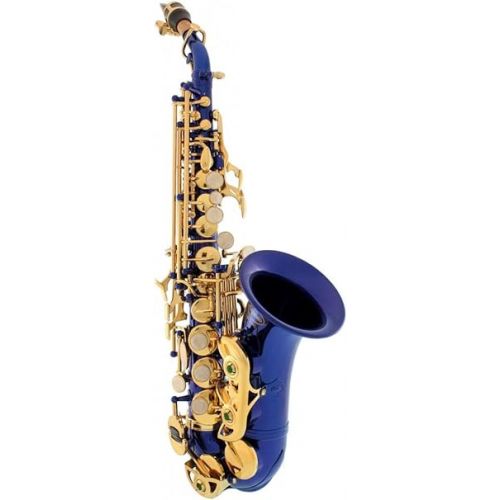  Royal Blue-Gold Keys Bb B-Flat Curved Soprano Saxophone Sax Lazarro+11 Reeds,Care Kit~24 COLORS Available-320-BU