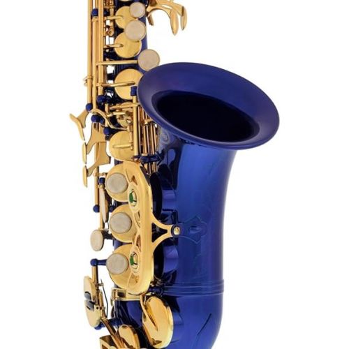  Royal Blue-Gold Keys Bb B-Flat Curved Soprano Saxophone Sax Lazarro+11 Reeds,Care Kit~24 COLORS Available-320-BU