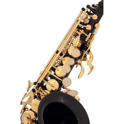  Black-Gold Keys Bb B-Flat Curved Soprano Saxophone Sax Lazarro+11 Reeds,Care Kit~24 COLORS Available-320-BK