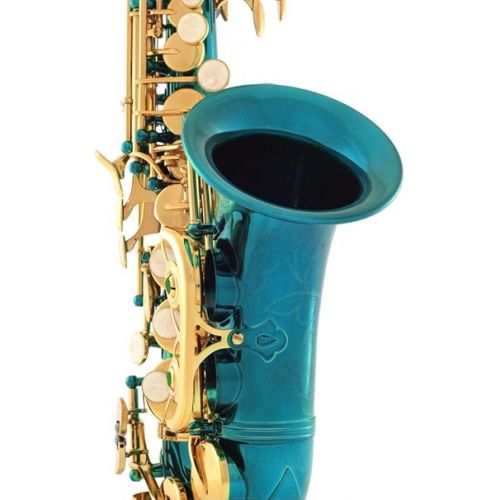  Sea Blue-Gold Keys Bb B-Flat Curved Soprano Saxophone Sax Lazarro+11 Reeds,Care Kit~24 COLORS Available-320-SB