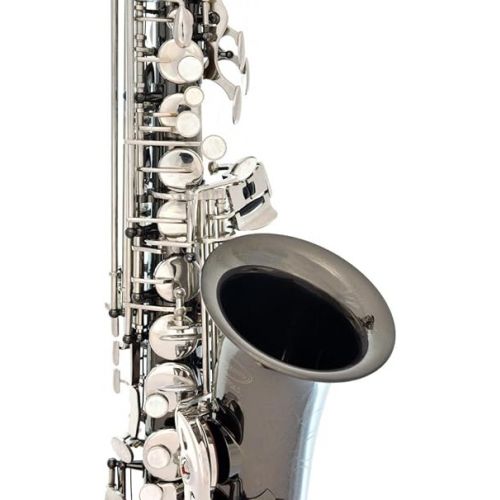  370-BN - Black Nickel/Silver Keys Eb E Flat Alto Saxophone Sax Lazarro+11 Reeds,Music Pocketbook,Case,Care Kit - 24 Colors with Silver or Gold Keys