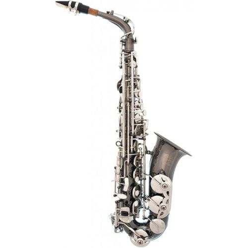  370-BN - Black Nickel/Silver Keys Eb E Flat Alto Saxophone Sax Lazarro+11 Reeds,Music Pocketbook,Case,Care Kit - 24 Colors with Silver or Gold Keys