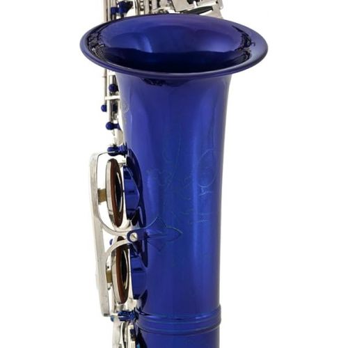  370-BU - Blue/Silver Keys Eb E Flat Alto Saxophone Sax Lazarro+11 Reeds,Music Pocketbook,Case,Care Kit