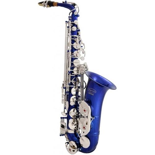  370-BU - Blue/Silver Keys Eb E Flat Alto Saxophone Sax Lazarro+11 Reeds,Music Pocketbook,Case,Care Kit