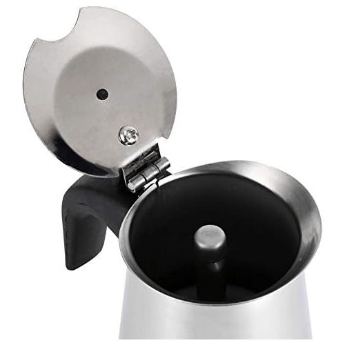  Lazmin Stainless Steel espresso maker, Electric Moka Pot Rapid Stovetop Coffee Brewer, 100ml/200ml/300ml/450ml(450ml)