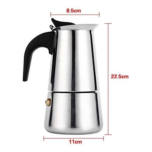  Lazmin Stainless Steel espresso maker, Electric Moka Pot Rapid Stovetop Coffee Brewer, 100ml/200ml/300ml/450ml(450ml)