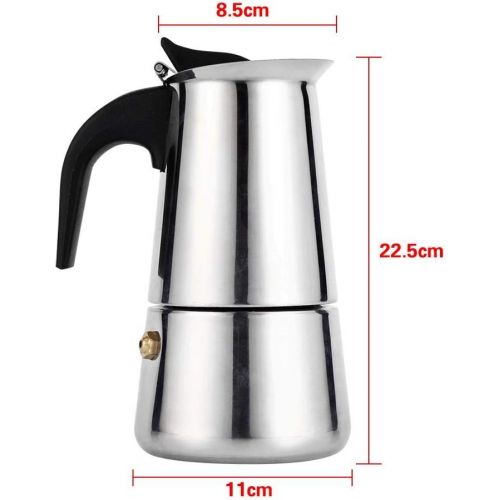  Lazmin Stainless Steel espresso maker, Electric Moka Pot Rapid Stovetop Coffee Brewer, 100ml/200ml/300ml/450ml(450ml)