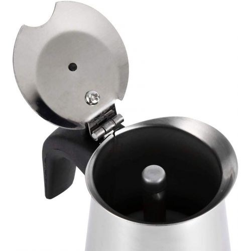  Lazmin Stainless Steel espresso maker, Electric Moka Pot Rapid Stovetop Coffee Brewer, 100ml/200ml/300ml/450ml(450ml)