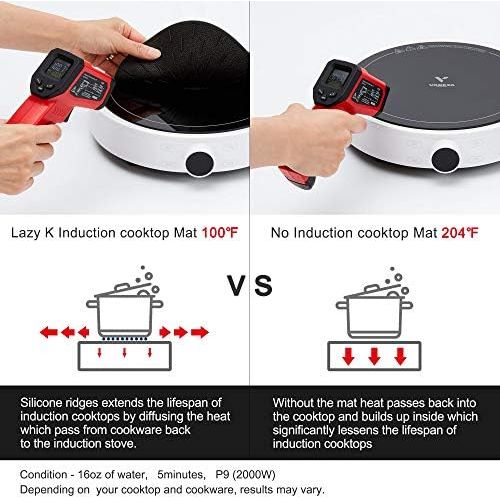  Lazy K Induction Cooktop Mat Silicone Fiberglass Magnetic Cooktop Scratch Protector for Induction Stove Non slip Pads to Prevent Pots from Sliding during Cooking (7.8 inches)