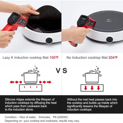  Lazy K Induction Cooktop Mat Silicone Fiberglass Magnetic Cooktop Scratch Protector for Induction Stove Non slip Pads to Prevent Pots from Sliding during Cooking (7.8 inches)