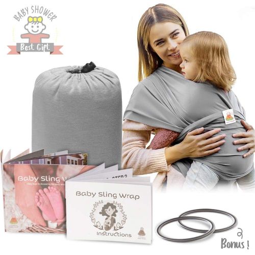  Lazy Monk Baby Wrap Carrier Sling | Soft Infant Newborn Wraps Holder Set | Breathable Organic Preemie Cotton Breastfeeding Cover with 2 Aluminum Rings & Instructions | Ideal Baby Gifts for N