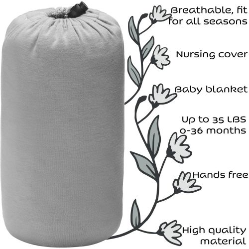  Lazy Monk Baby Wrap Carrier Sling | Soft Infant Newborn Wraps Holder Set | Breathable Organic Preemie Cotton Breastfeeding Cover with 2 Aluminum Rings & Instructions | Ideal Baby Gifts for N