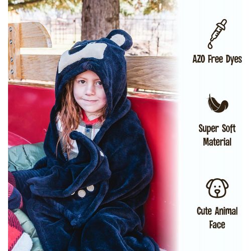  [아마존베스트]Lazy One Animal Blanket Hoodie for Kids, Hooded Blanket, Wearable Kids Blanket, Soft, Cozy Fleece Hoodie (Bear Blanket)