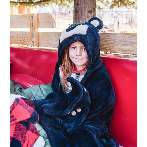  [아마존베스트]Lazy One Animal Blanket Hoodie for Kids, Hooded Blanket, Wearable Kids Blanket, Soft, Cozy Fleece Hoodie (Bear Blanket)