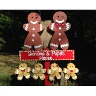 LazyHoundWorkshop Personalized grandparent gingerbread sign lawn ornament yard stake