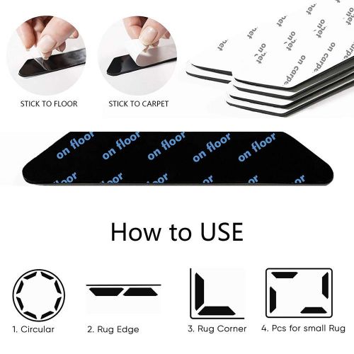  Lazysunny Rug Gripper,Reusable Anti Slip Non Curling Carpet Tape,12 pcs Anti Curling Carpet Gripper,for Indoor & Outdoor Rugs,Slip Anti Curling Trapezoid Carpet Gripper for Hardwood Floors a