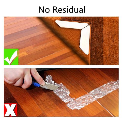  Lazysunny Rug Gripper,Reusable Anti Slip Non Curling Carpet Tape,12 pcs Anti Curling Carpet Gripper,for Indoor & Outdoor Rugs,Slip Anti Curling Trapezoid Carpet Gripper for Hardwood Floors a