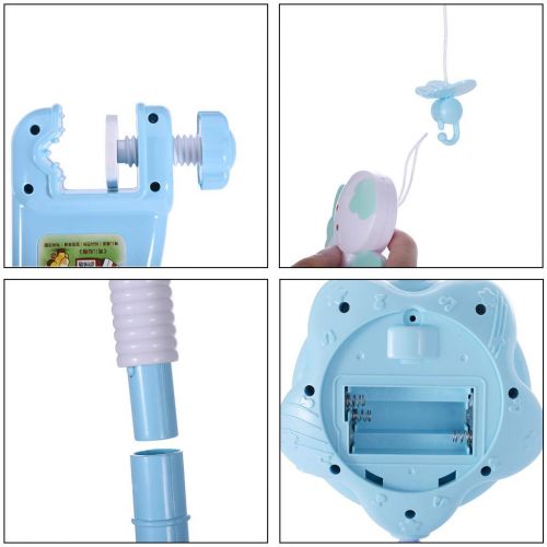  Lcyus Baby Musical Crib Mobile for Pack and Play, Hanging Crib Toys with Music and Lights Remote Holder, Projector for Stroller Accessories Bed Decoration (Blue)