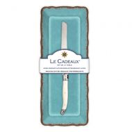 Le Cadeaux Antiqua Baguette Tray With Break Knife, Turquoise