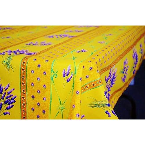  Le Cluny French Linens 60x96 Rectangular Lavender Yellow Cotton Coated Provence Tablecloth by Le Cluny