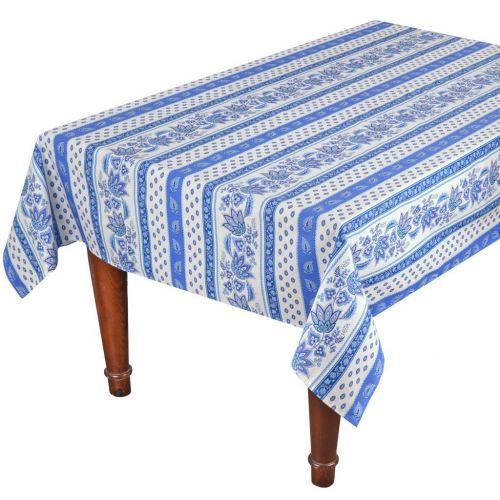  Le Cluny French Linens 60x96 Rectangular Lisa White Cotton Coated Provence Tablecloth by Le Cluny