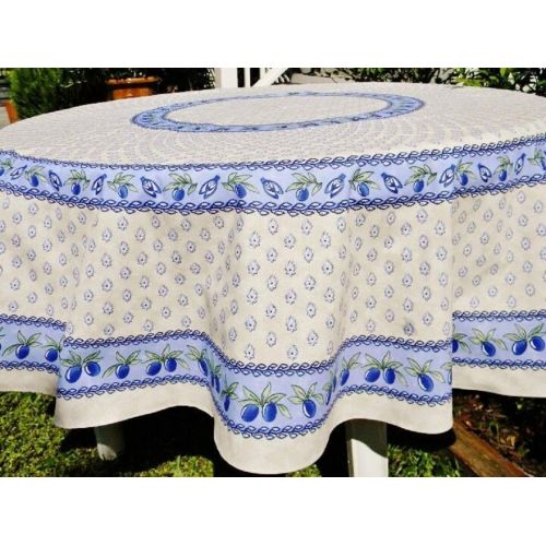  Le Cluny French Linens Le Cluny, Monaco Creamy White French Provence 100 Percent COATED Cotton Tablecloth, 70 Inches Round