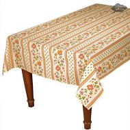 Le Cluny French Linens 60x96 Rectangular Fayence Cream Cotton Coated Provence Tablecloth by Le Cluny