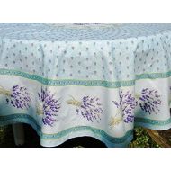 Le Cluny French Linens Le Cluny, Lavender Light Blue French Provence 100 Percent COATED Cotton Tablecloth, 70 Inch Round