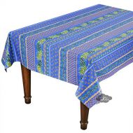 Le Cluny French Linens 60x96 Rectangular Olives Blue Cotton Coated Provence Tablecloth by Le Cluny