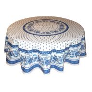 Le Cluny French Linens 68 Round Lisa White Cotton Coated Provence Tablecloth by Le Cluny