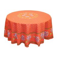 Le Cluny French Linens Le Cluny, Lavender Red French Provence 100 Percent Coated Cotton Tablecloth, 70 Inch Round
