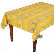 Le Cluny French Linens 58x84 Rectangular Lavender Yellow Cotton Coated Provence Tablecloth by Le Cluny
