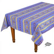 Le Cluny French Linens 52x72 Rectangular Lisa Blue Cotton Coated Provence Tablecloth by Le Cluny