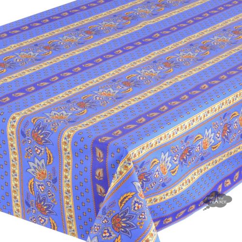  Le Cluny French Linens 52x72 Rectangular Lisa Blue Cotton Coated Provence Tablecloth by Le Cluny
