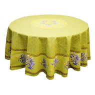 Le Cluny French Linens 68 Round Lavender Green Cotton Coated Provence Tablecloth by Le Cluny