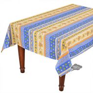 Le Cluny French Linens 58x84 Rectangular Monaco Blue Cotton Coated Provence Tablecloth by Le Cluny