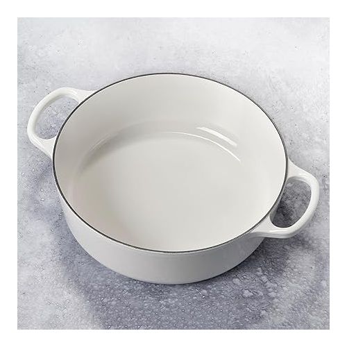 르크루제 Le Creuset Signature 6.75-quart Round Wide Oven with Copper Knob - Enameled Cast Iron (White)