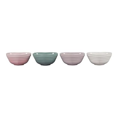 르크루제 Le Creuset Stoneware Mini Heart Bowls, Set of 4, Mixed Color Set