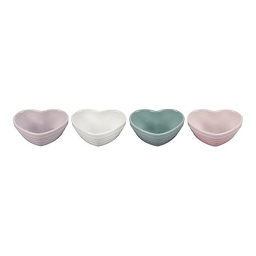 르크루제 Le Creuset Stoneware Mini Heart Bowls, Set of 4, Mixed Color Set