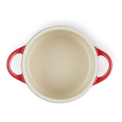 르크루제 Le Creuset Cerise with Gold Heart Knob Stoneware Mini Round Cocotte, 8 oz