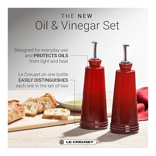 르크루제 Le Creuset Stoneware Oil and Vinegar Set, Sea Salt, 10 oz.