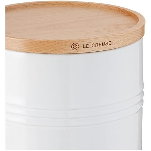르크루제 Le Creuset Stoneware Canister with Wood Lid, 2.5 qt. (5.5