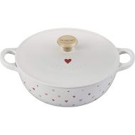 Le Creuset L'Amour Enameled Cast Iron Soup Pot, 2.75 Quarts, White with Heart Applique & Light Gold Knob