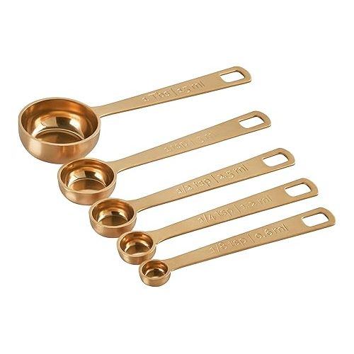 르크루제 Le Creuset Measuring Spoons, Gold, Set of 5 (1/8,1/4,1/2,1Tsp,1Tb)